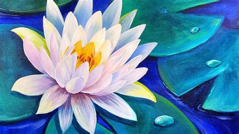 how to paint a lily|easy water lily painting.